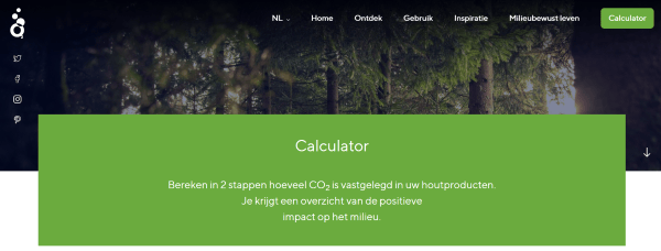 calculator om te berekenen hoeveel CO2 hout heeft opgeslagen inzake duurzaamheid hout en hoe hierdoor houten trappen ecologisch verantwoord zijn