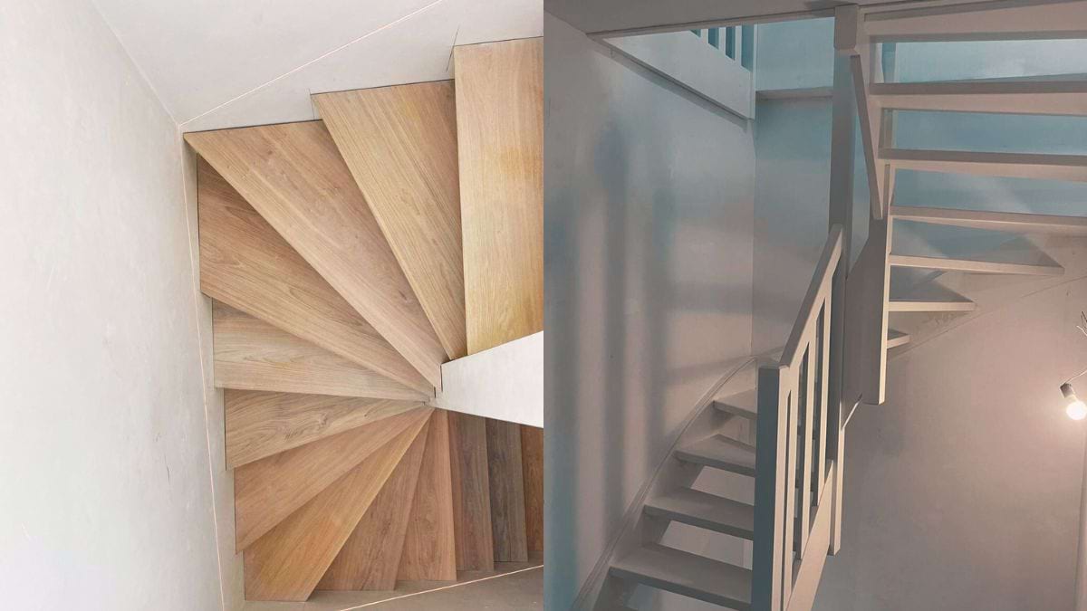voorbeelden van trappen met dubbele kwartslag